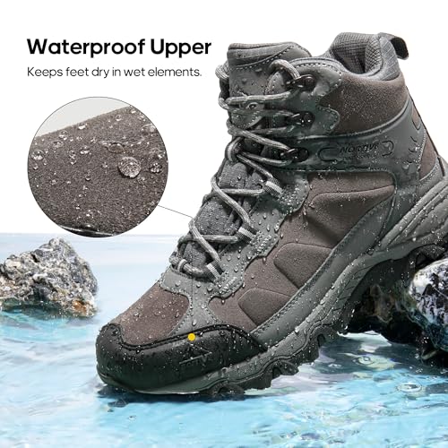 Image of NORTIV 8 Men's Waterproof Hiking Boots Outdoor Mid Trekking Backpacking Mountaineering Shoes