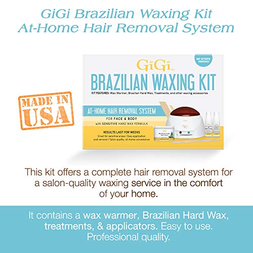 Image of Gigi Brazilian Waxing Kit - At-Home Hair Removal Kit with Warmer, Hard Wax, and Pre & Post Treatments for Face, Bikini, and Body, 1-Set