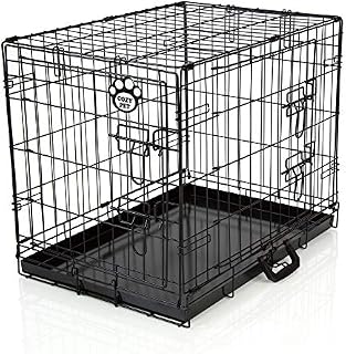 COZY PET Dog Cage 24" Black Metal Tray Folding Puppy Crate Cat Carrier Dog Crate DC24B. (We do not ship to the Channel Islands or The Isles of Scilly.)