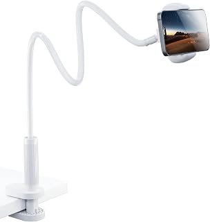 Klsniur Handy Halter für Bett, Schwanenhals Handy Halterung - Flexible Lang Arm Handy Ständer für iPhone 15/14Pro, 13 /12Pro, 11 Pro XS Max X 8, Samsung S10 S9, 4-6,5 Zoll Geräte