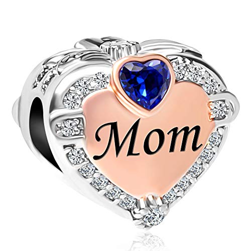 CharmSStory Rose Gold Mom Heart Love Charm Bead for Bracelets (September)