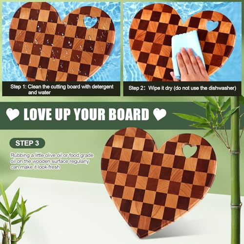 Tabla de cortar de madera de acacia forma corazón 30x25 cm miniatura 4