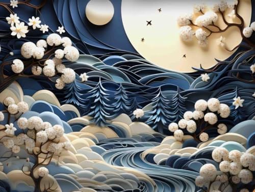 Image of Dream Living Real Look 7D Design Queen Size Bedsheet (228x254 Inch) with 2 Pillow Covers (19x29 Inch) (7D-Design-(Moon))