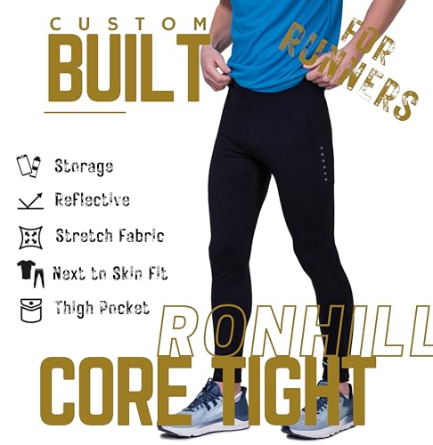 Mallas Core Ronhill para hombre leggings negros de running 4