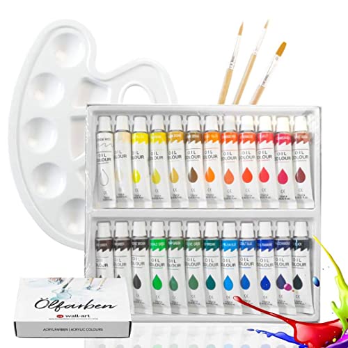 Ölfarben Malkoffer Malset 24 Tuben Bunte Farbe inkl. Pinsel Mischpalette Leinwand ohne Keilrahmen für Kinder und Erwachsene (Öl) Ölfarben Malkoffer Malset 24 Tuben Bunte Farbe inkl. Pinsel Mischpalette Leinwand ohne Keilrahmen für Kinder und Erwachsene (Öl)