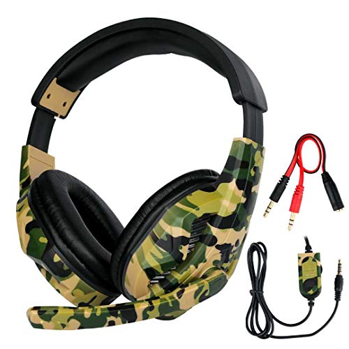 FNSHIP 3.5mm Port Wired Gaming Headset, Stereo Bass Noise Isolation Headphone with Mic