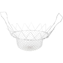 Stainless Steel Deep Fry Basket, Collapsible Streamer Baskets | Kitchen Frying Steaming Rinsing Straining Mesh Basket with Handle for Cooking Food | Practical Kitchen Gadget