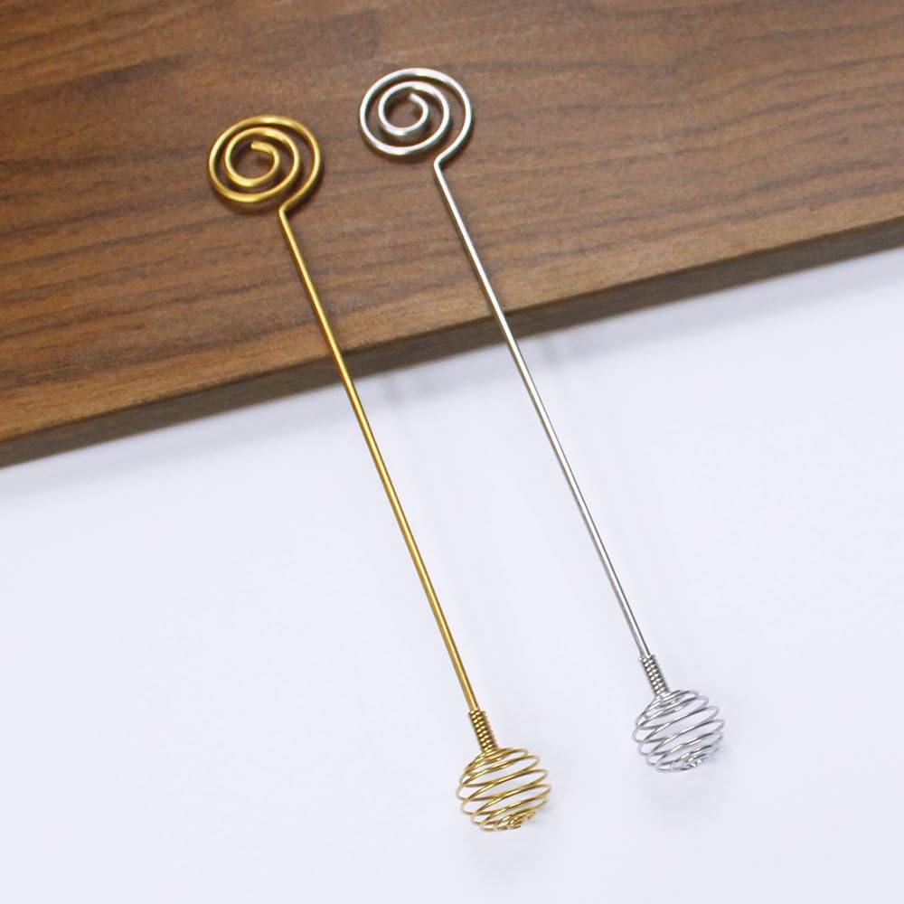 Alunsito 10pcs Honey and Syrup Server Dippers Stir Sticks, Stainless Steel Honey Stir Stick Coffee Stirrer, Reusable Honeycomb Stick Wand for Honey Pot Jar Container (Golden, 8 Inch)