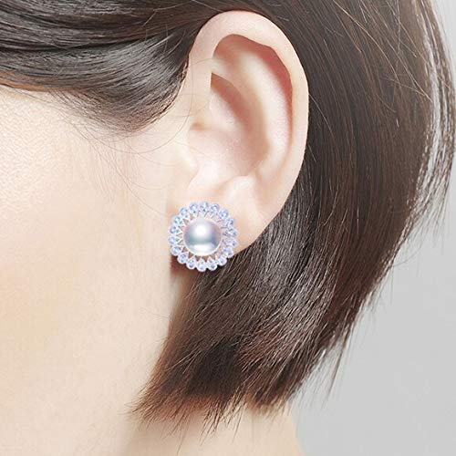 Pendientes de perlas de plata de ley con brillo de circonio 3