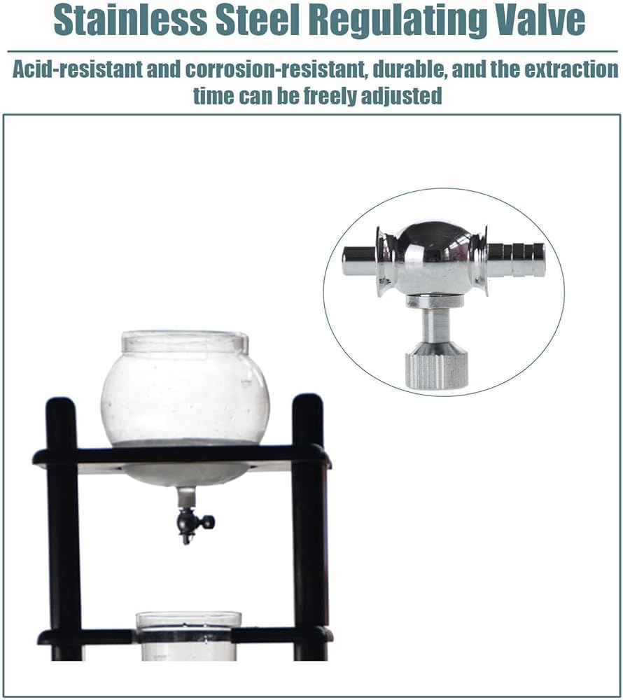 Ice Cold Brew Dripper Kaffeemaschine,Cold Brew Tropfturm 1000 ML Wiederverwendbarer Glasfilter Transparenter Edelstahlständer DIY Coffee Maker Glaskaraffe of