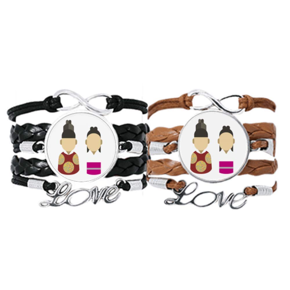 Pulsera tradicional de príncipe set de regalo doble con correa de piel 5