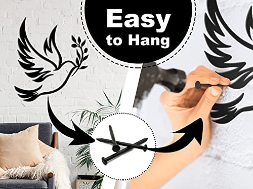 Vivegate Dove Of Peace Olive Branch Metal Wall Art – Olive Branches Peace Black Outline White Dove Metal Wall Decor (Medium - 13"X11", Dove) #TOP2