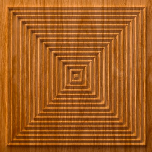 Image of Kayra Decor 3D PVC Wall Panels for Bedroom & Living Room | Pryamid Design |Teak Wood Color | 19.7 x 19.7 Inch | Pack of 12 | 32.28 Sq Ft