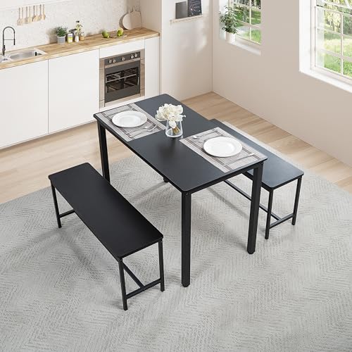 Naomi Home 3 Piece Dining Table Set with Benches, Small