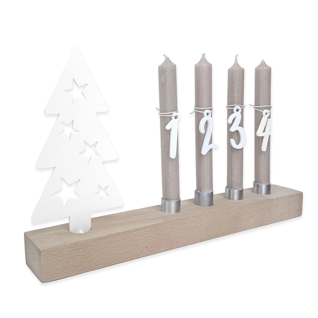 Adventskranz modern aus Holz Kerzenhalter Set länglich Adventsleiste mit Kerzen Boho