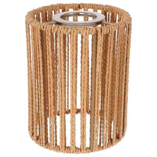 FONDOTIN Pantalla de Lámpara Tejida de Cuerda de Papel Lámpara Colgante Rústica Compatible Portalámparas E14 y E27 Diámetro 4 Cm Diseño Vintage y Candelabros