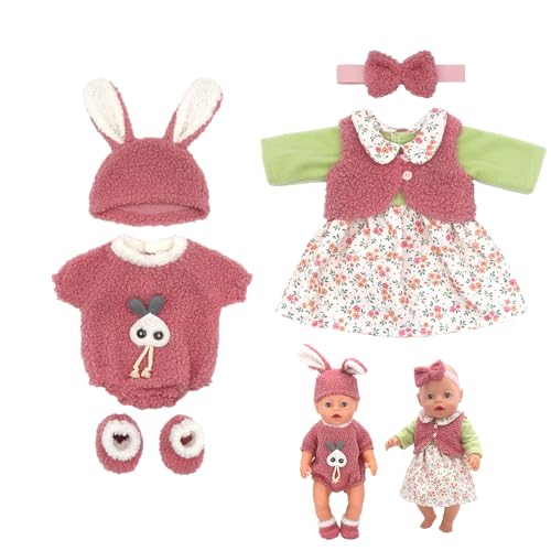 Neuytiky Roupas para bonecas bebé 35-43 cm, 2 peças roupa de bonecas para New Born Baby Doll, conjunto de disfarce de boneca para meninos e meninas, acessórios para boneca