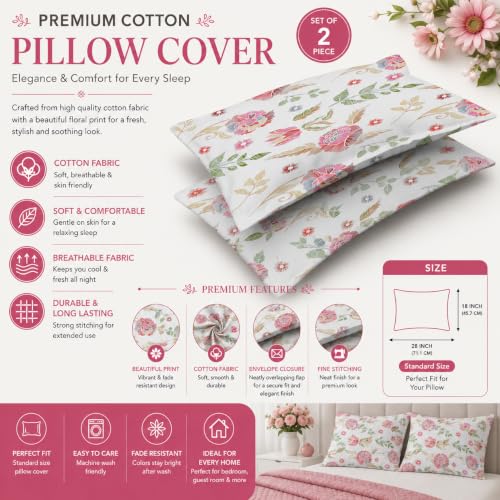 Image of IVAZA Ezyption Cotton Super Soft 240 TC Elastic Fitted All Around Elastic Printed King Size Double Bed Bedsheet with 2 Pillow Cover 72 inch X 78 inch3 White Green