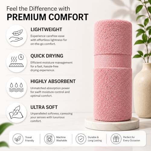 Image of Sulfar 100% Terry Ring Spun Cotton Face Towel - Quick-Dry, Highly Absorbent (480 GSM) (30 x 30 Cm) Basic Pink (Pack of 1)