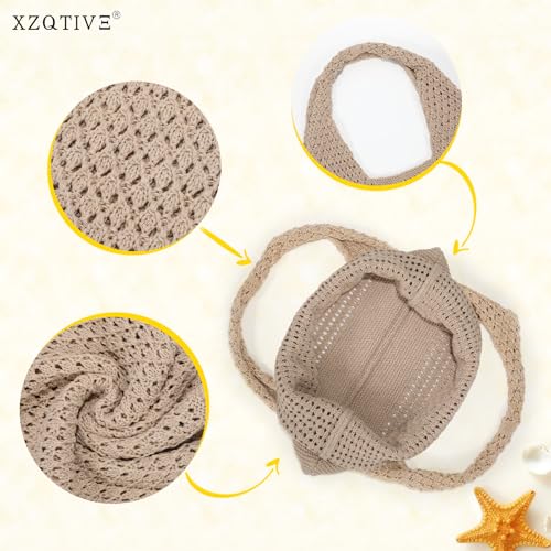 Image of XZQTIVE Crochet Tote Bag for Women Mesh Beach bag for Summer Vacation Aesthetic Hobo Knit Shoulder Bag