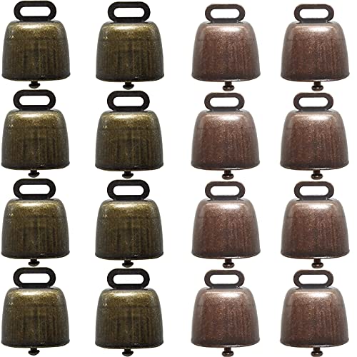 Yoohua 16Pcs Cow Horse Sheep Grazing Copper Bells Small Brass Bells Cattle Goat Farm Loud Bronze Bell Long Distance Horse Sheep Iron Bells, 2 Colors #TOP13