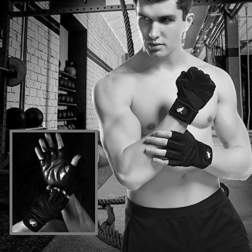 Andoer Luvas de treino Luvas de ginástica respiráveis ​​para levantamento de peso Luvas de treino pa