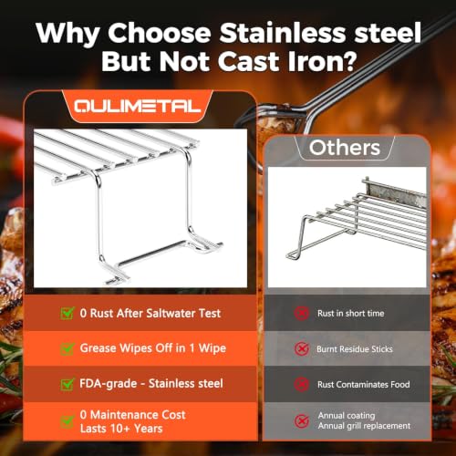 Image of QuliMetal Stainless Steel Warming Rack for Weber Spirit 300, Grill Parts for Weber Spirit 2 300 Series Grills with Front Control Knobs, 7641 Upper Rack for Weber Genesis Silver Gold B /C Grills