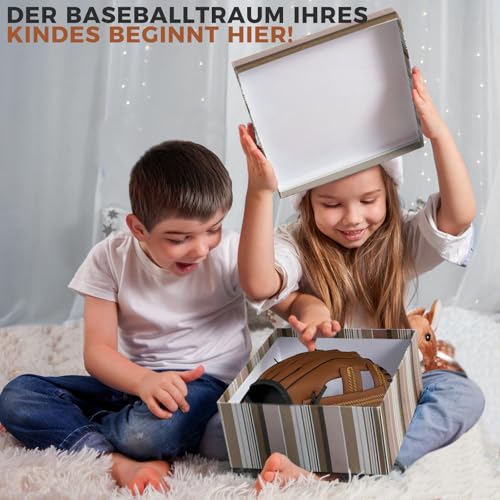 LeapBeast Baseball Handschuhe, Softball Handschuhe mit 1 Ball, Baseball Training Wettbewerb Handschuh Verdicken Dauerhaft Softballhandschuhe für Kinder Erwachsene (Braun -B, 12,5 Zoll)