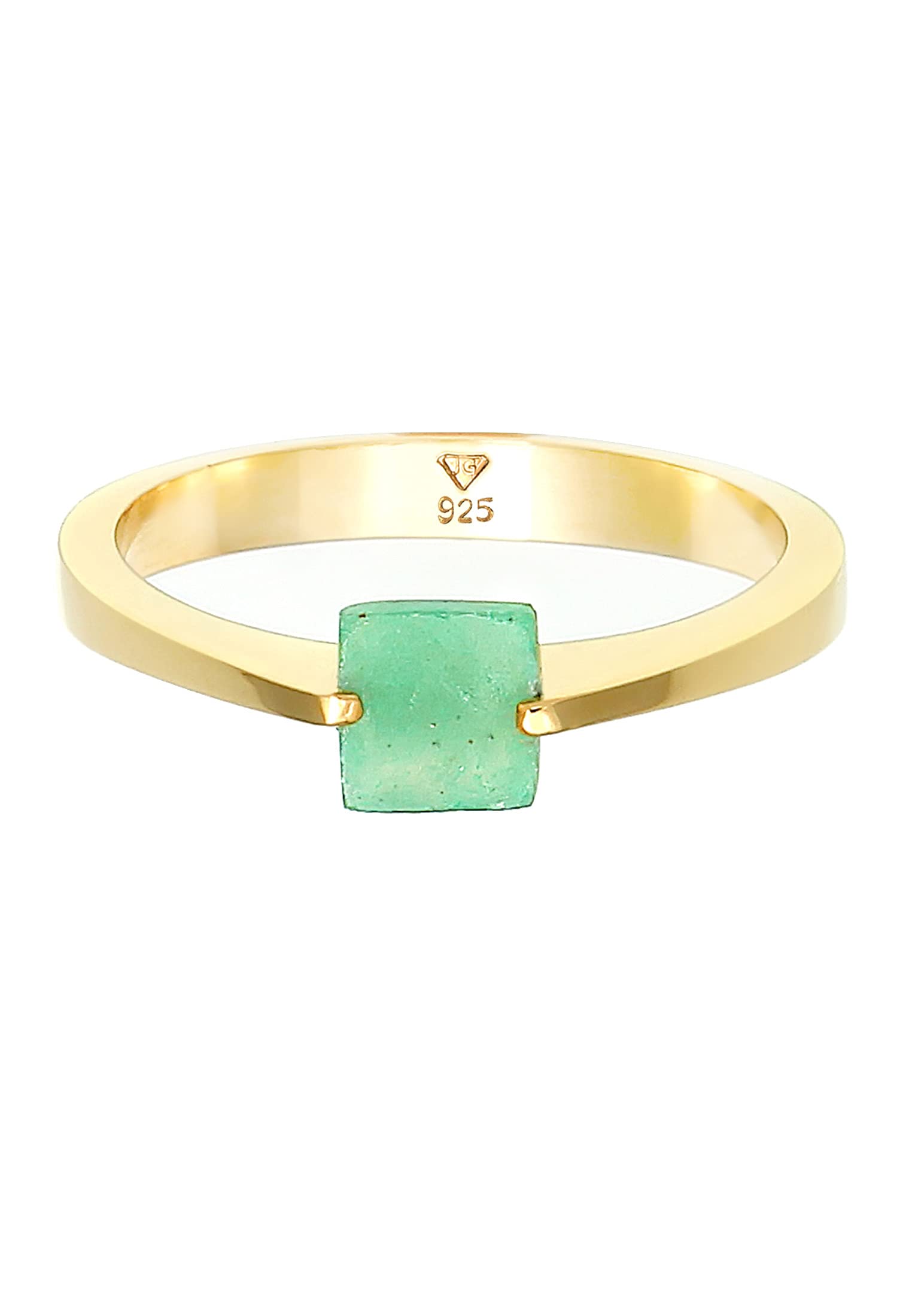 Elli Anillos PREMIUM Anillo Mujeres Clásico Pirámide Elegante con Piedra preciosa de Jade en plata de ley 925 bañada en oro