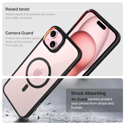 Image of KAPAVER Mag-X Back Cover Case Compatible with iPhone 15 Plus - (TPU+PC) (Black)