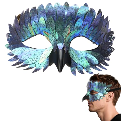 GONNCZ Venezianische Vogelmaske für Damen und Herren – Halbgesichtsmaske Halloween, Karneval & Cosplay – Phönix Eule Krähe Rabe Feder-Maske...
