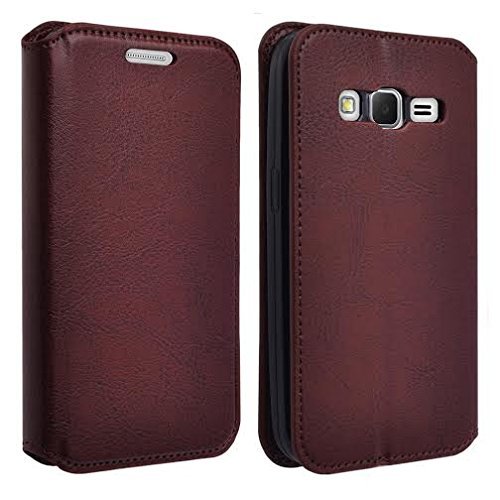 Galaxy J3 Case, Samsung Galaxy Express Prime, Galaxy Sol Sky, Galaxy AMP Prime, Galaxy J3 V Case Flip PU Leather Fold Wallet Pouch Premium Faux Leather Wallet Cover by Zase ® Slim Fit (Solid Brown)