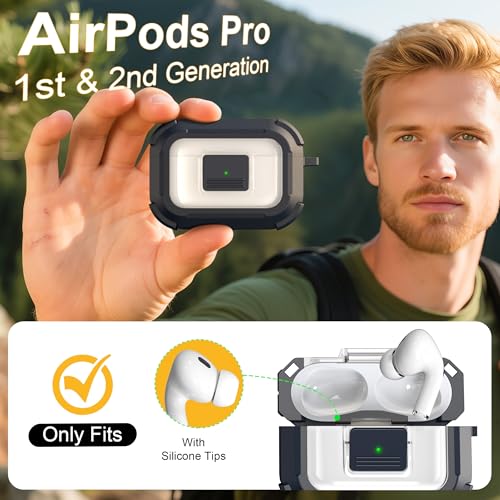 Image of RFUNGUANGO AirPods Pro 2 Case MagSafe Magnetic Automatic Lock, Desert Gray