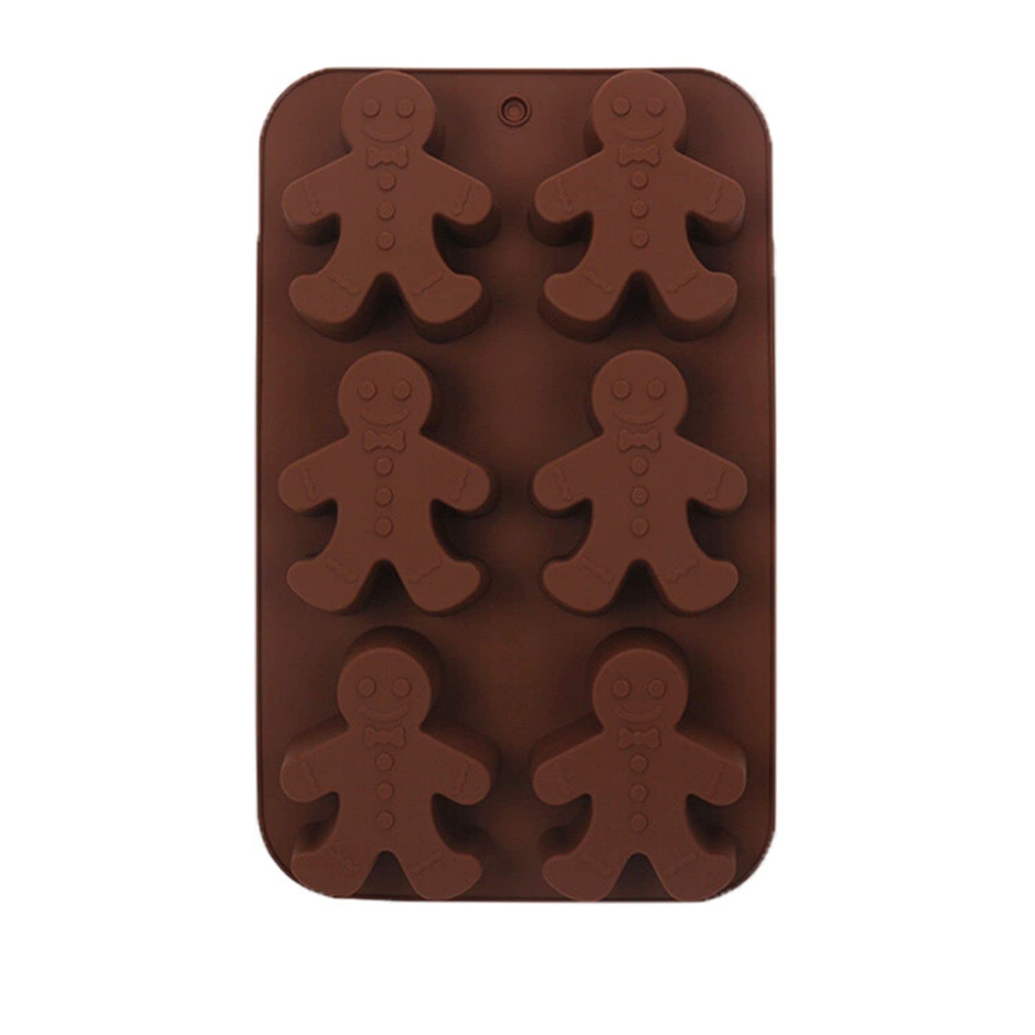 Moule à Chocolat Silicone Bonhomme Pain D'épices - 6 Cavités, Pour Noël, Bonbons, Cupcakes, Fondant - 5
