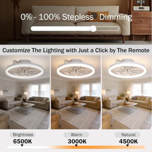 TCL 20 Inch Low Profile Ceiling Fan with Light, White - image 4