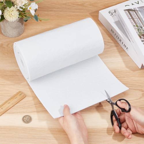 Image of BENECREAT 118x9.45inch Whit-Gray Felt Roll, Non Woven Felt Fabric, Craft Felt Fabric for Patchwork Sewing Decoration Craft DIY, 3mm Thick
