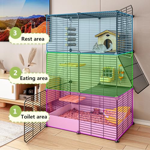Jaula para chinchilla, jaula grande para ratas con bandeja integrada, construcción de alambre de metal, fácil de limpiar y mover, perfecta para cobayas