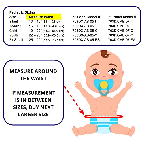 RCAI Pediatric Abdominal Binder Deluxe | Umbilical Hernia Belt, Post-op, Low Tone Muscle Support, Single Panel Abdominal Brace, 7” Tall Fits Toddler Waists 16