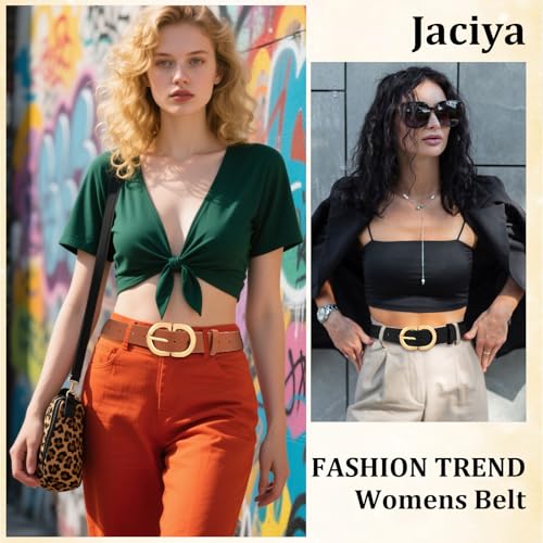 Jaciya 3 Pack Belts for Women Jeans Dresses Pants Waist Belt with Gold Buckle4