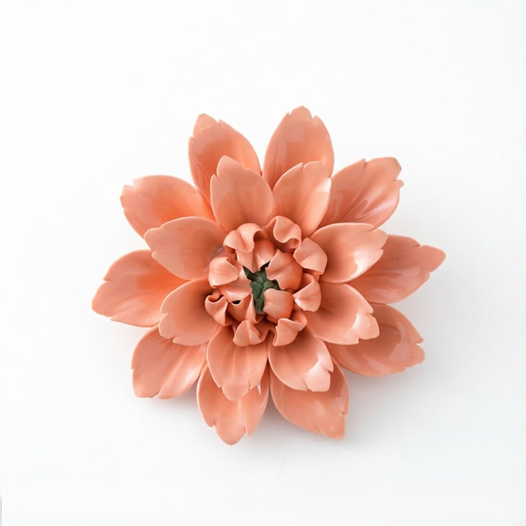 AMERRY Tangerine,Peony, 2.76",Ceramic Flowers Wall Art,3D Artificial Flower Wall Art Décor ，Handmade Wall Art Hanging Sculpture， Porcelain Flower Wall Décor for Home，Hallway