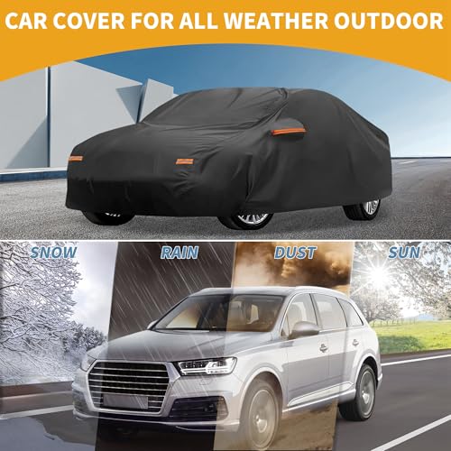Image of All-Weather Waterproof Car Cover - UV-Resistant Outdoor Full Exterior Protection for BMW 3 Series 2016-2025 210D-PU Black with Right Side Zipper