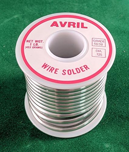 Avril 50/50 - Soldadura prémium para vitrales, carrete de 1 libra, 1/8 pulgadas de diámetro, 50% estaño 50% plomo, fabricado en Estados Unidos
