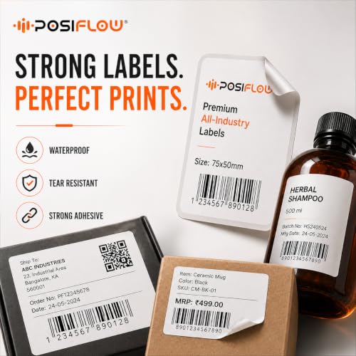 Image of Shreyans Direct Thermal Labels (Pack of 18, 38mm x 15mm - 500 Labels /Roll) - Non Tearable, Scratch Free, Water Proof & Non Fade Stickers with Permanent Marking - 9000 Labels