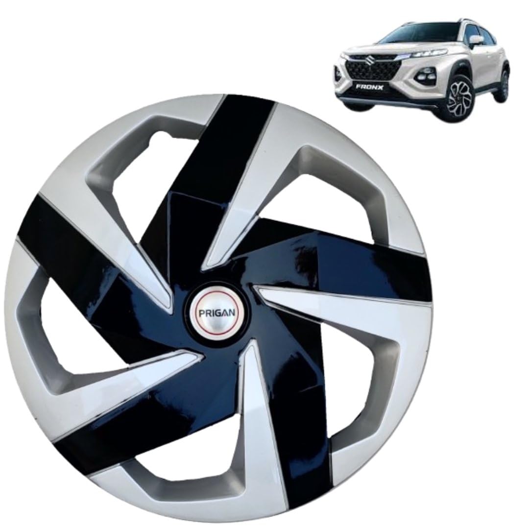 PRIGAN Wheel Cover for Fronx Silver Black Wheel Cover 16" for Hyundai Fronx (Set of 4 Pcs) (Press Fitting) Model Name- Magnite DC 16