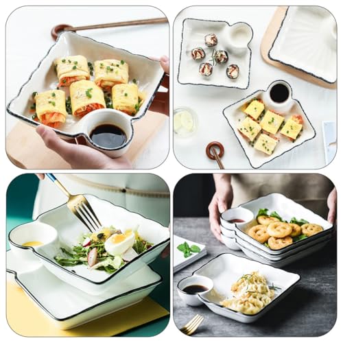 Set de 2 platos cuadrados de cerámica estilo japonés miniatura 3