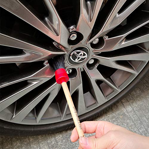 image for IPELY Natural Boar Hair Premium Detail Brushes for Engines, Wheels, In