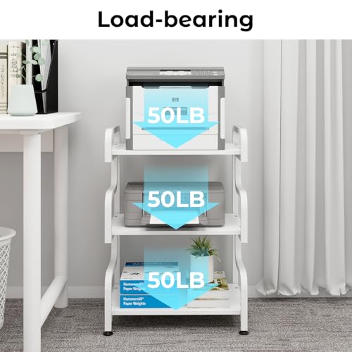 Image of Natwind Stylish 3 Tier Printer Stand, Office Desk Side Storage Shelf ,White