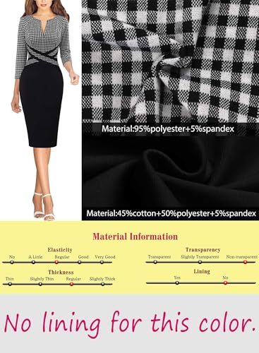 Image of VFSHOW Womens Work Business Casual 3 /4 Sleeve Slimming Fitted Front Zipper Crisscross Waist Office Party Pencil Sheath Dress