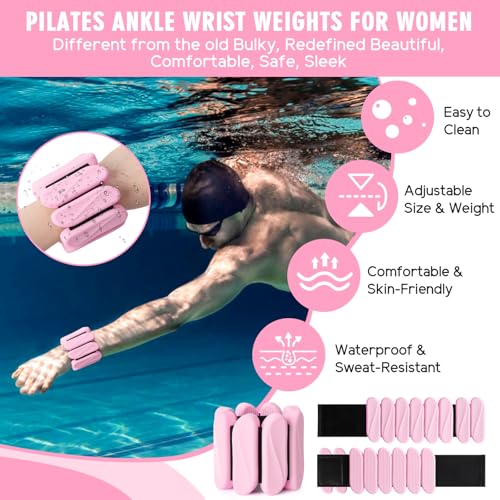 Image of Wrist Weights, 2Pack Wearable Wrist Ankle Weights for Women and Men, Adjustable Silicone Arm and Leg Wrist Bracelets for Walking, Yoga, Pilates and Gym, 2lb