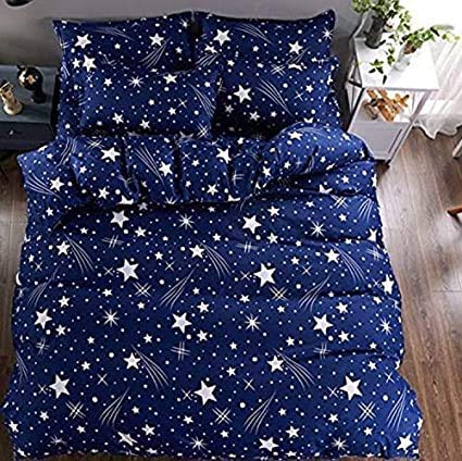 Ocean blue India Colour Handloom Presents Cotton Floral Printed bedsheet with 1 Pillow Covers (Blue, 60x90 cm, Single)